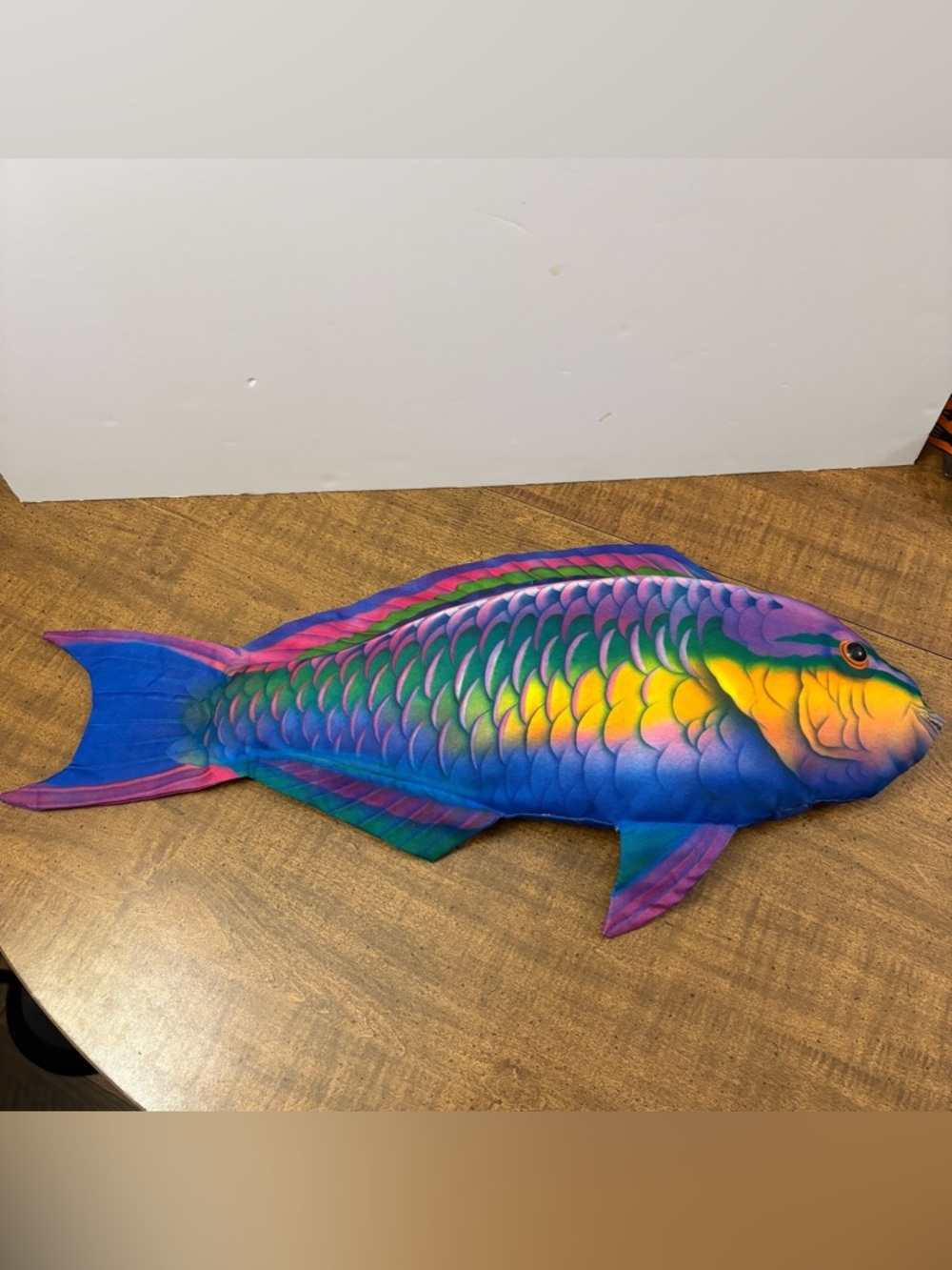Vintage Salamander Graphix Rainbow Colored Parrot Fish Pillow Plush 27”
